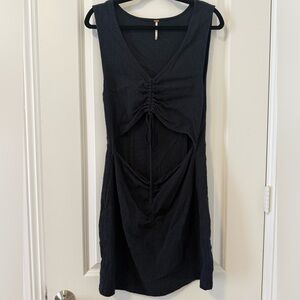 Free People Black Sleeveless Cutout Ruched Mini Dress